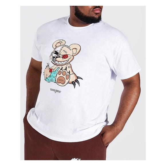 Plus evil teddy print T-shirt - Picture 3 of 6
